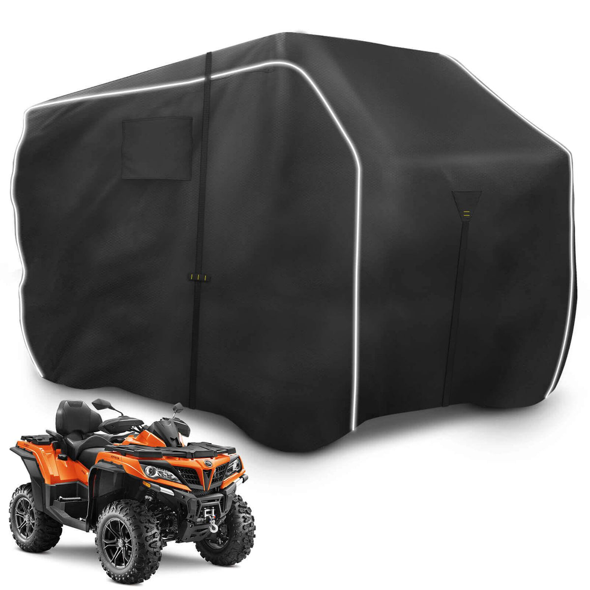 CoukouCover ATV Cover – Waterproof Heavy Duty 4 Wheeler Cover With Reflective Stripes | XL 82 Inch
