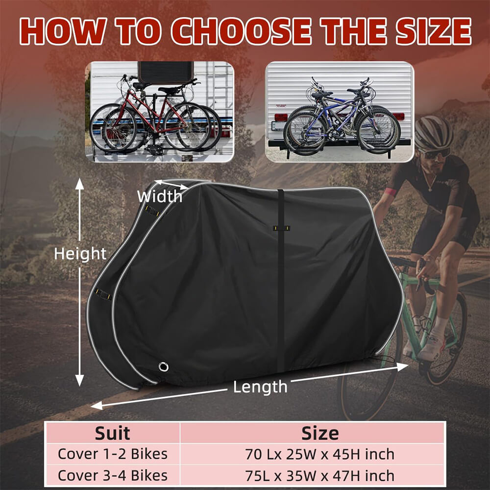 bike cover rennrad 600D Bike Cover for Transport 3-4 Bikes, Heavy Duty Waterproof & Windproof Bike Covers Outdoor Storage with Reflective Strips, Bicycle Cover with Lock