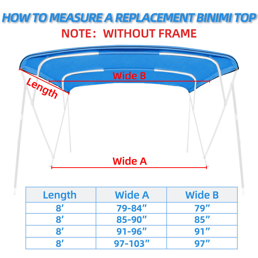 Zenicham 600D 4 Bow Bimini Top For Boat 8 Sizes(without frame)