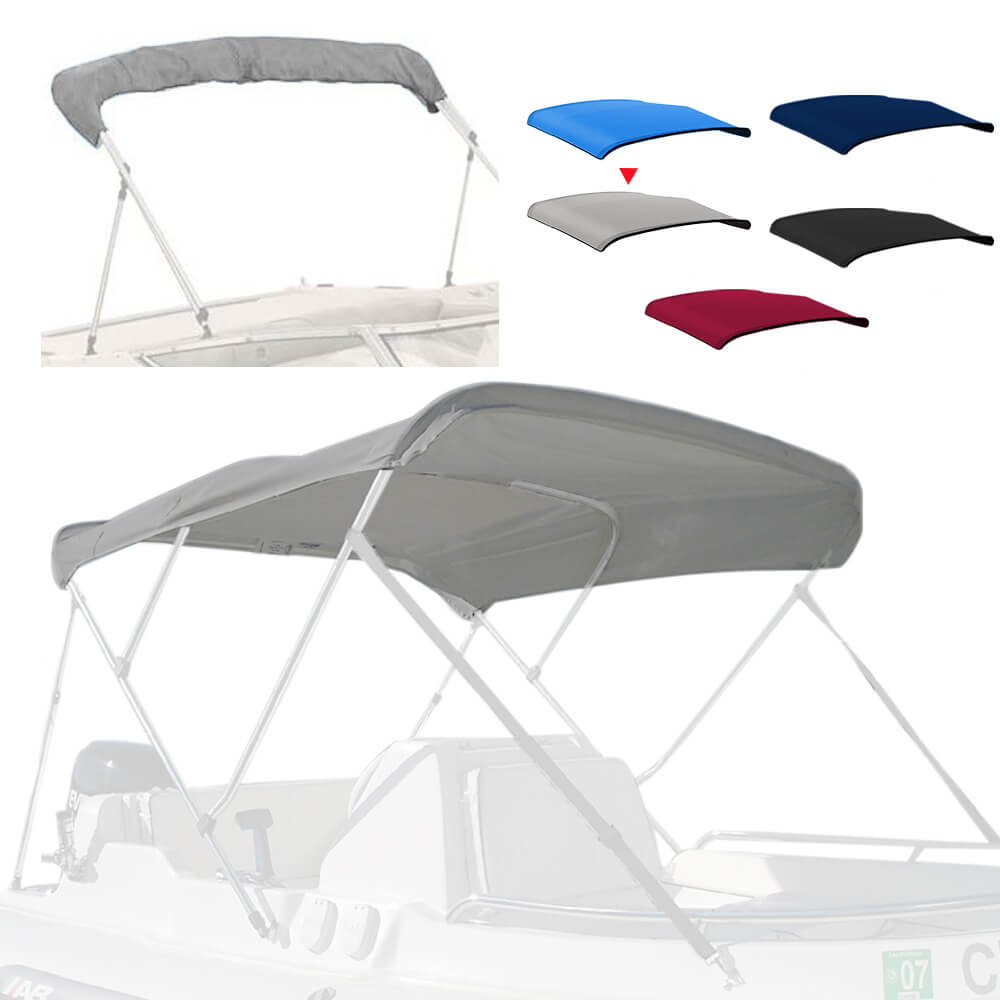 4 Bow Marine Grade Fade and Crack Resistant Bimini Top Replacement Cover, Heavy-Duty Waterproof and UV-proof Sun Shade Boat Canopy, Easy Install Zipper Sleeve Boat Awning/Without Frame, Grey