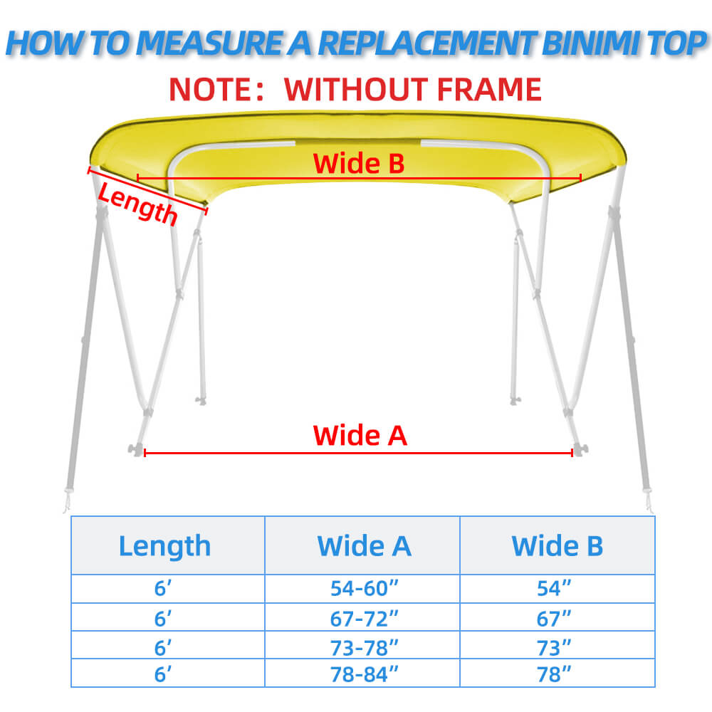 Zenicham 600D 3 Bow  Bimini Top For Boat 6 Sizes(without frame)