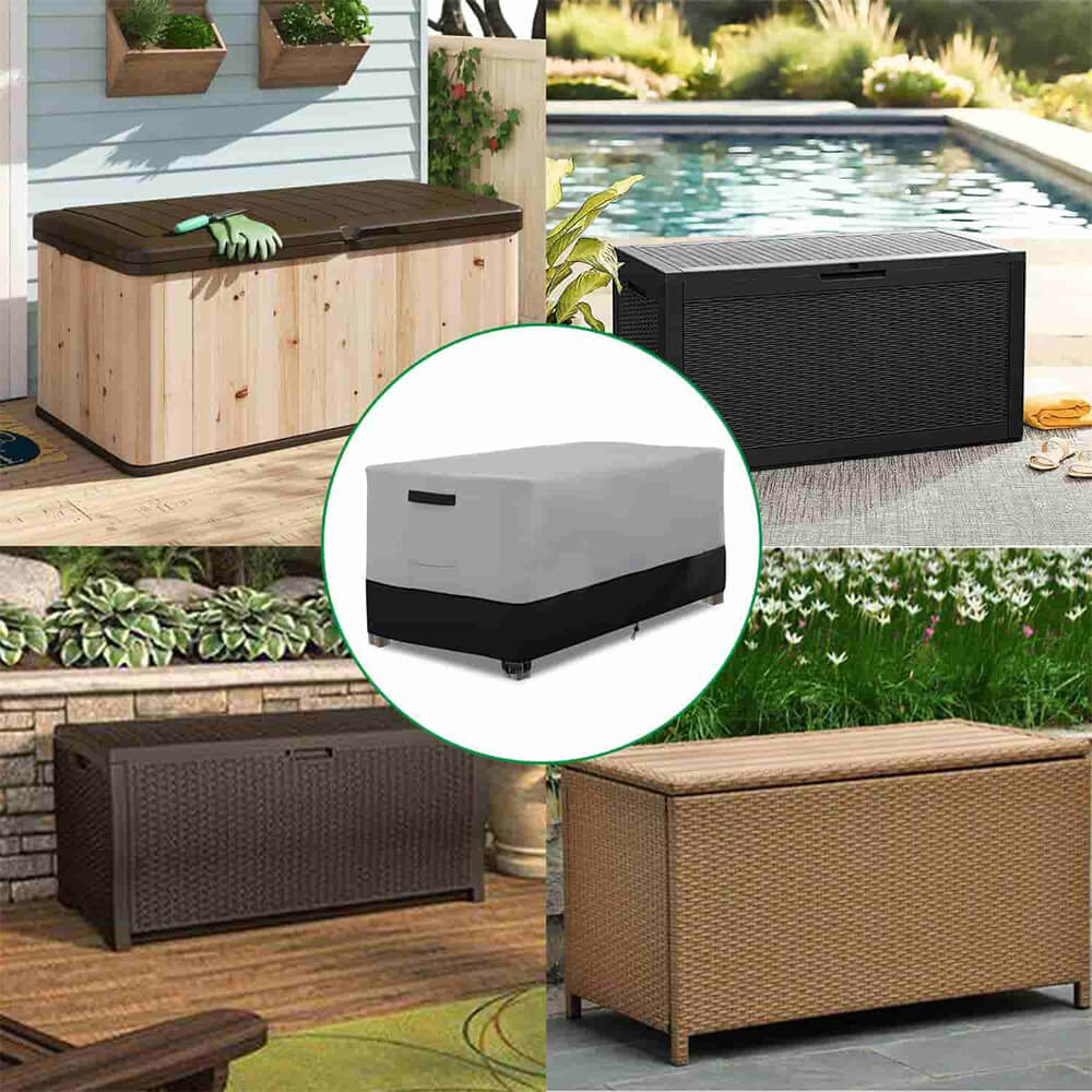 Zenicham Deck Box Cover, Waterproof 600D Rectangular Patio Furniture Cover