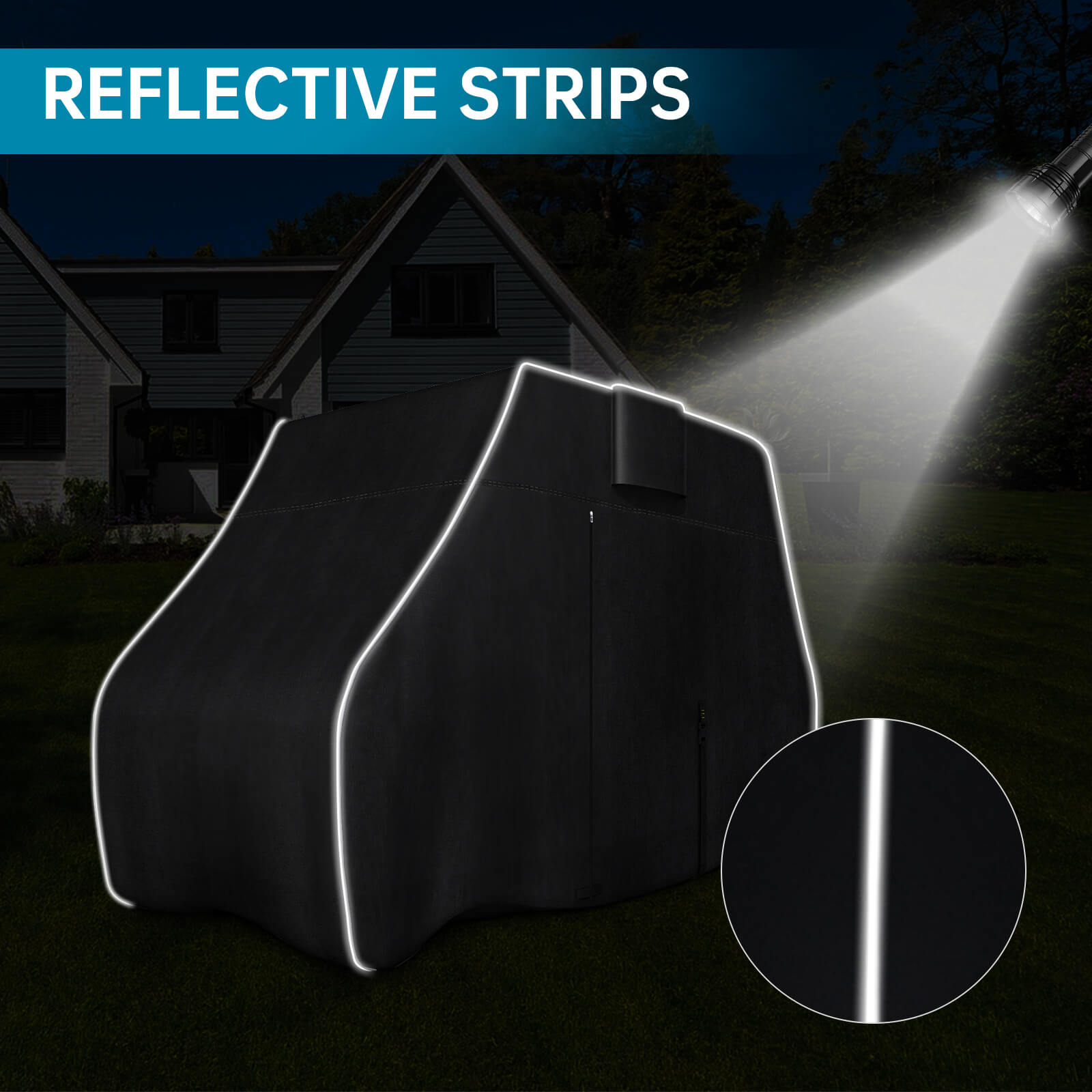 Zenicham 600D Fade and Tear Resistant Golf Cart Cover, Club Car Cover with Reflective Strips