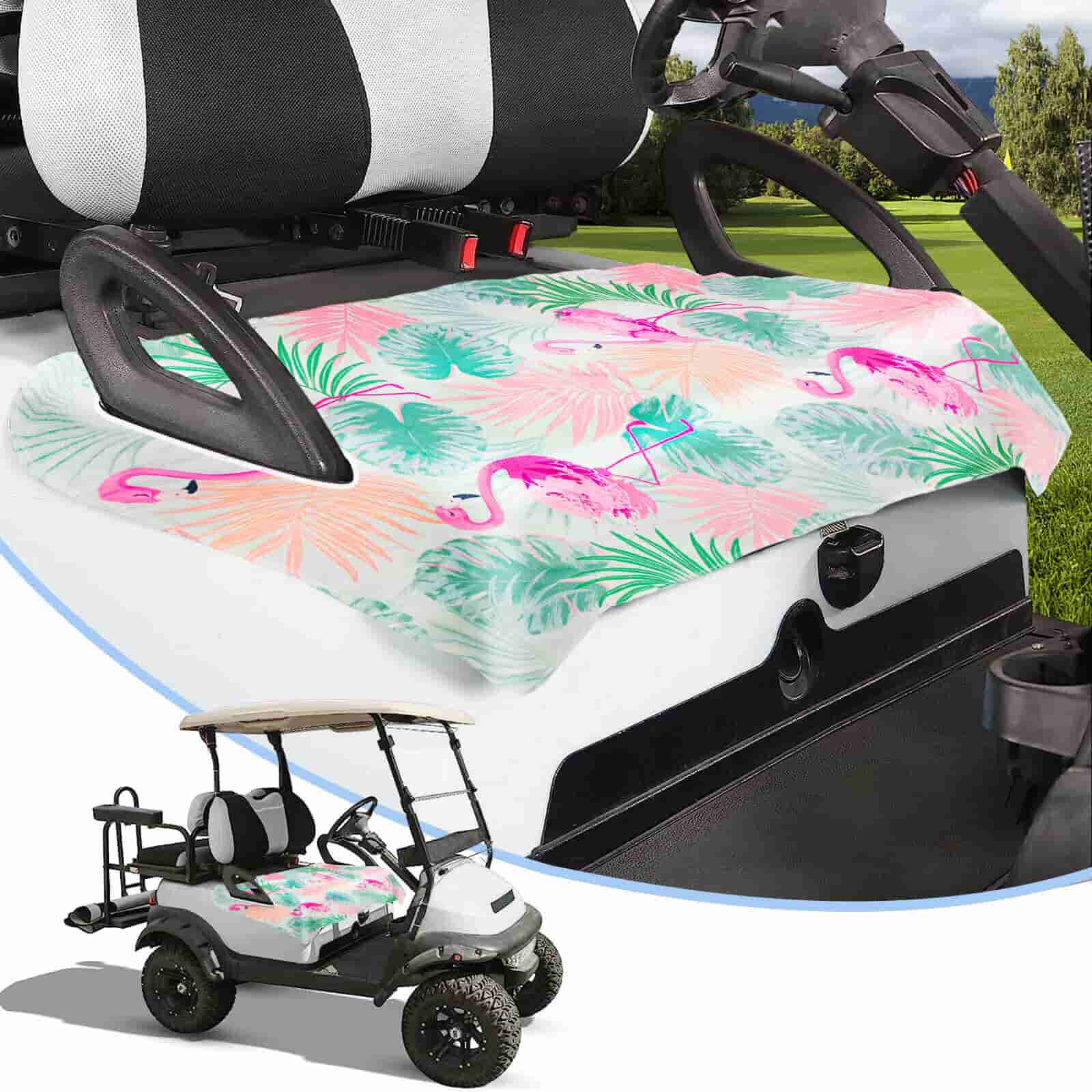 Zenicham Golf Cart Seat Covers, Microfiber Golf Cart Seat Towel/Blanket Covers Universal Fit for EZGO, Club Car, Yamaha, Golf Cart Accessories for Men