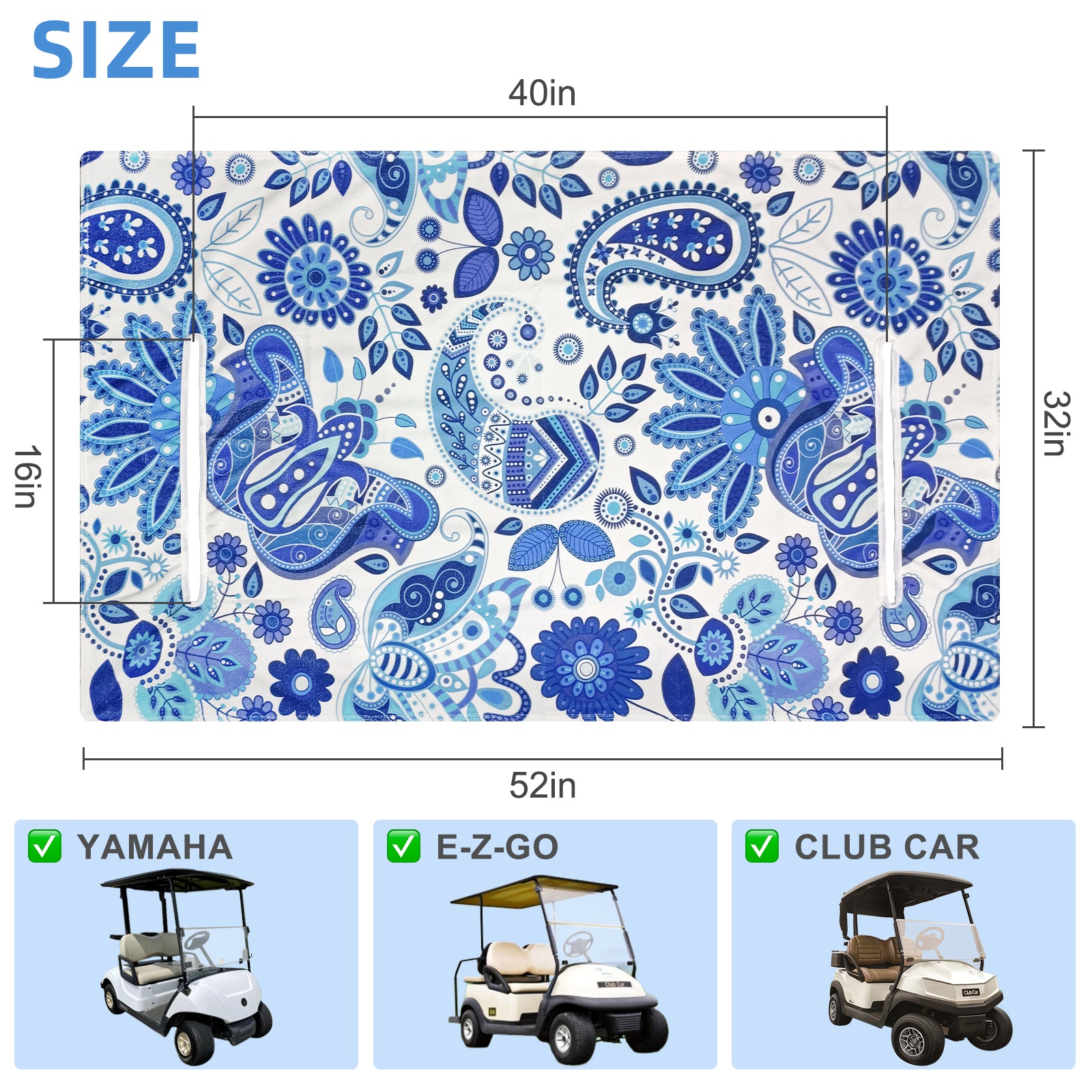 Zenicham Golf Cart Seat Covers, Microfiber Golf Cart Seat Towel/Blanket Covers