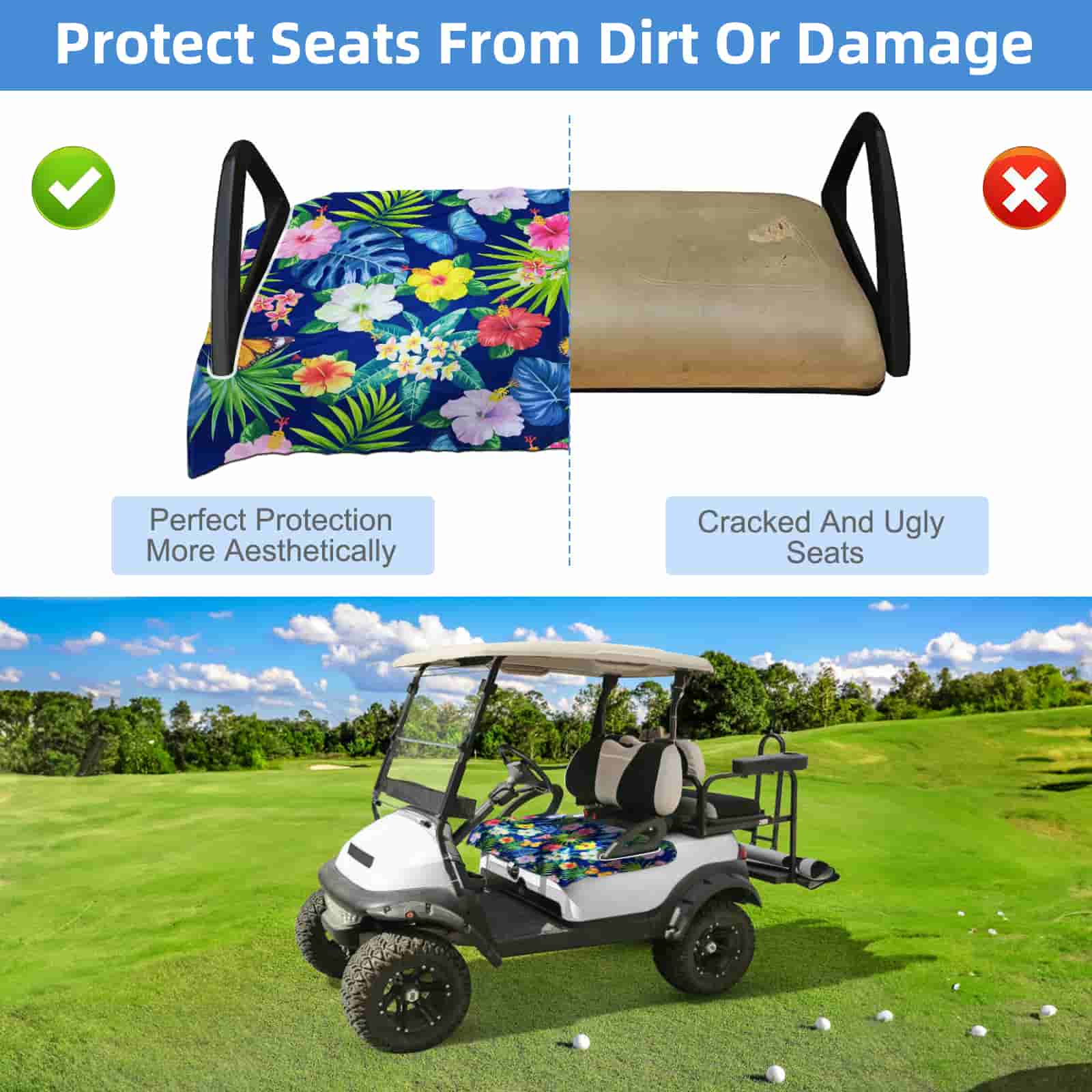 Zenicham Golf Cart Seat Covers, Microfiber Golf Cart Seat Towel/Blanket Covers
