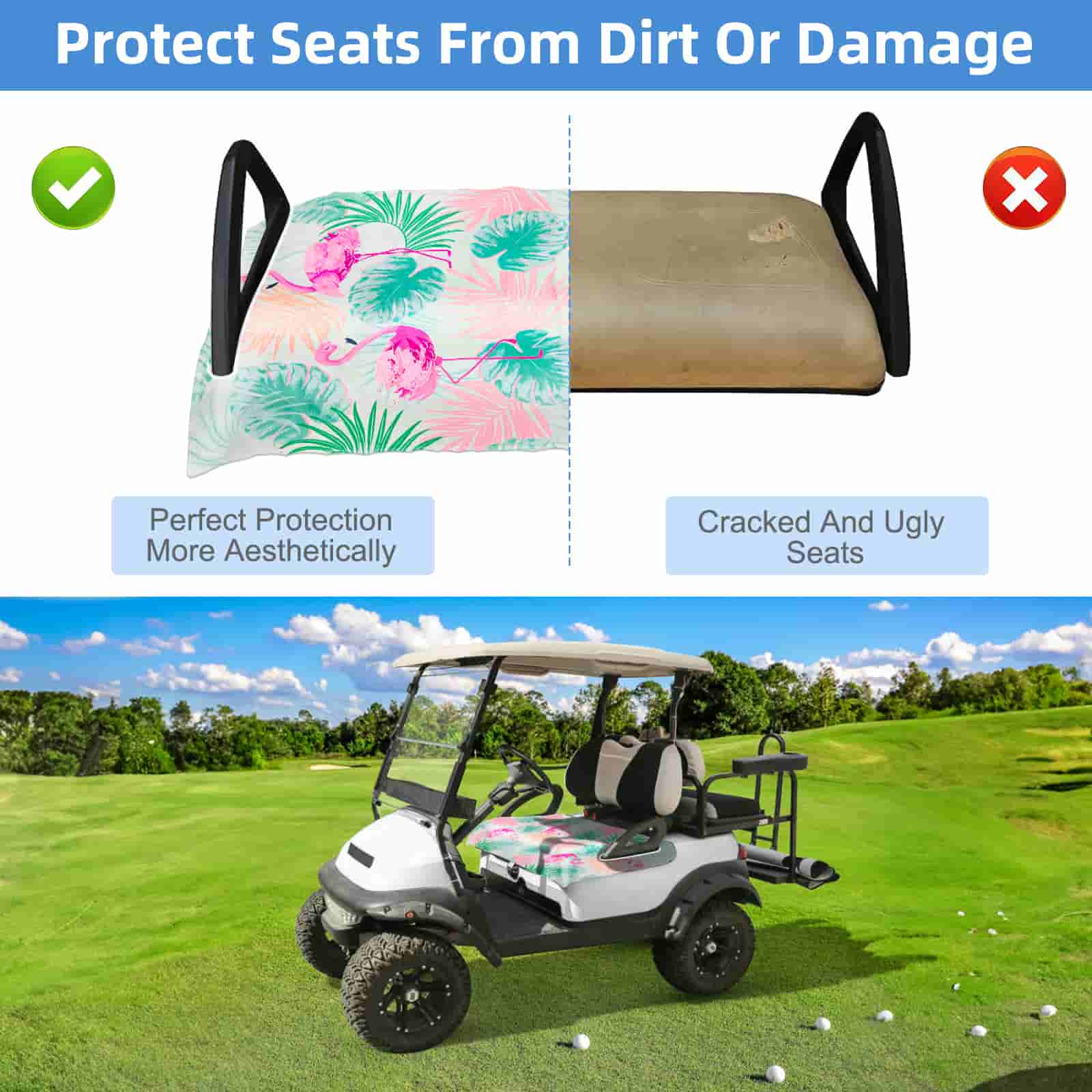 Zenicham Golf Cart Seat Covers, Microfiber Golf Cart Seat Towel/Blanket Covers Universal Fit for EZGO, Club Car, Yamaha, Golf Cart Accessories for Men