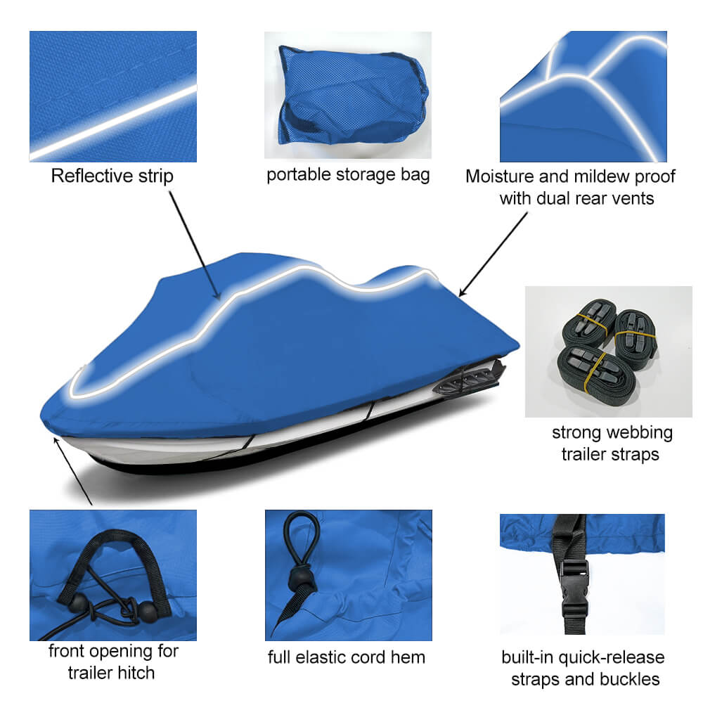 Zenicham Upgraded Fade and Crack Resistant Trailerable Blue Jet Ski Cover