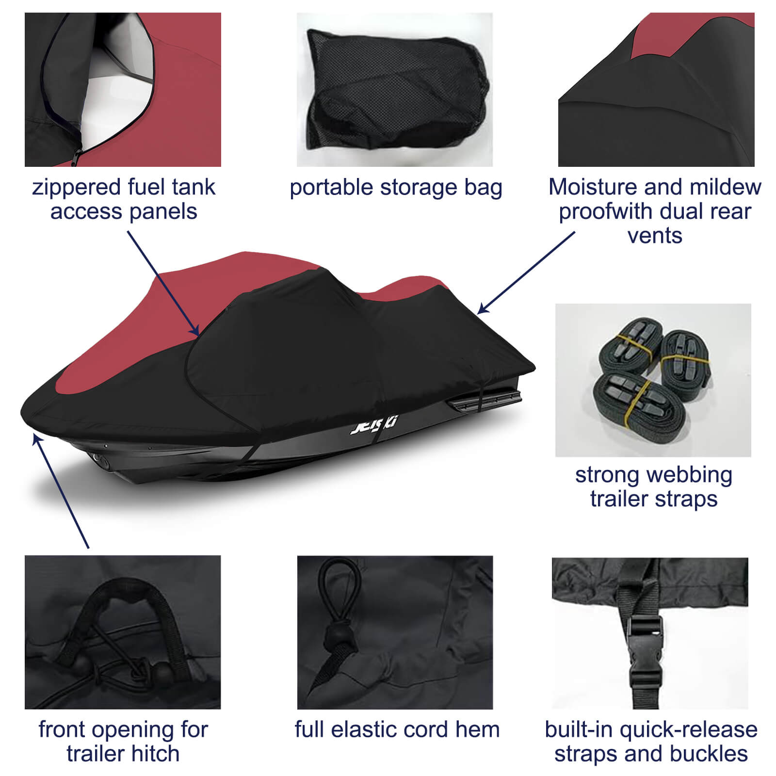 600D Jet Ski Cover - Trailerable Seadoo Cover, Waterproof Jetski Cover 600D Jet Ski Cover - Trailerable Seadoo Cover, Waterproof Jetski Cover