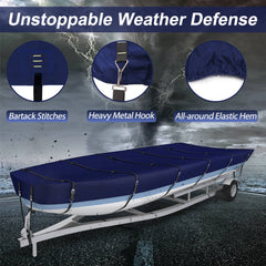 900D Marine Grade Fade and Tear Resistant Trailerable Jon Boat，Heavy-Duty Waterproof and UV Protection Jon Boat Cover with Windproof Metal Buckle Straps