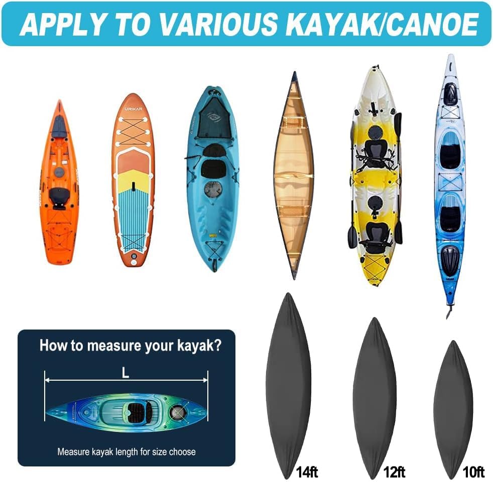 Zenicham Kayak Cover, 600D Tear Resistant Trailerable Kayak Covers for Outdoor Storage, Waterproof & UV-Proof Heavy Duty Canoe Cover for Indoor/Outdoor Storage
