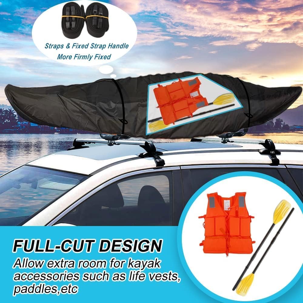 Zenicham Kayak Cover, 600D Tear Resistant Trailerable Kayak Covers for Outdoor Storage, Waterproof & UV-Proof Heavy Duty Canoe Cover for Indoor/Outdoor Storage