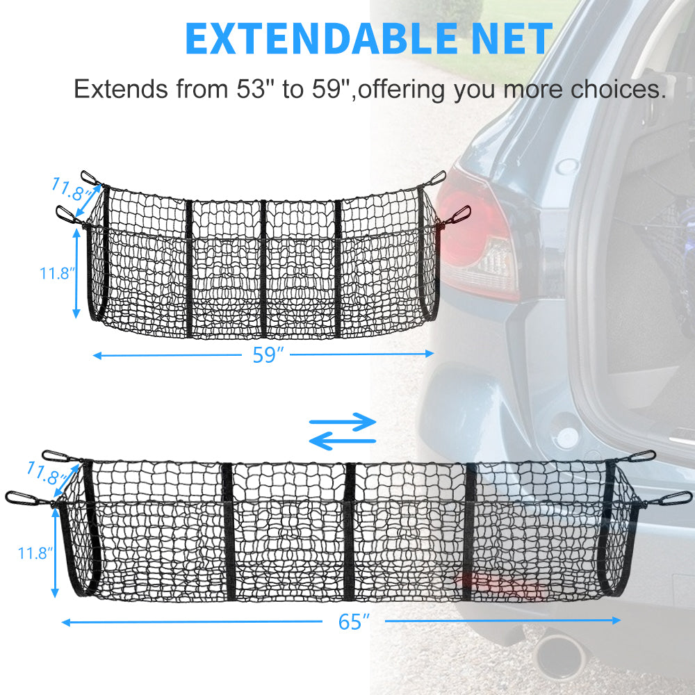 Zenicham Removable Pocket Universal Elastic Mesh Net Trunk Bag