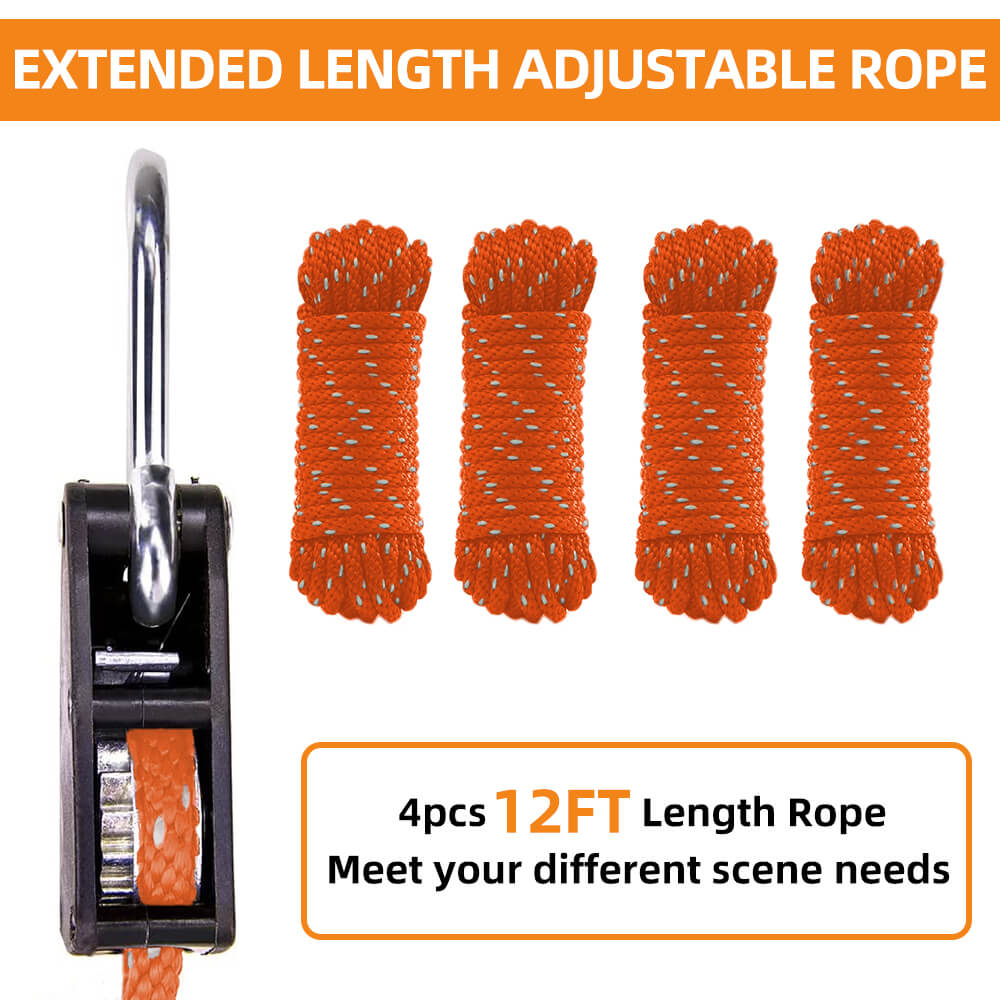 Zenicham Kayak and Canoe Bow and Stern Adjustable Heavy Duty Rope Tie Downs