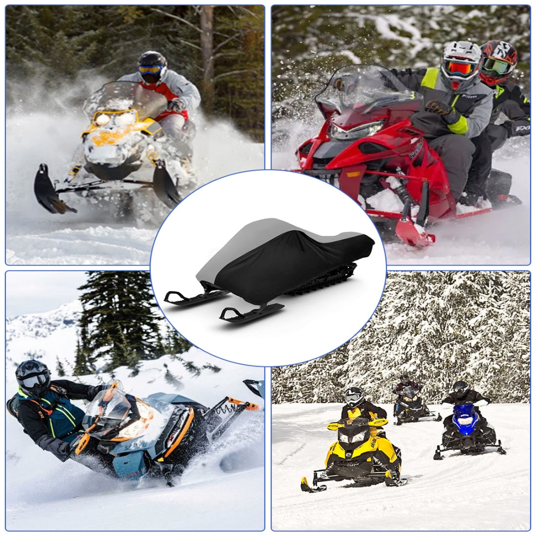 Zenicham Snowmobile Cover, Universal Waterproof Snowmobile Storage Cover for Polaris, Yamaha, Arctic Cat, Skidoo