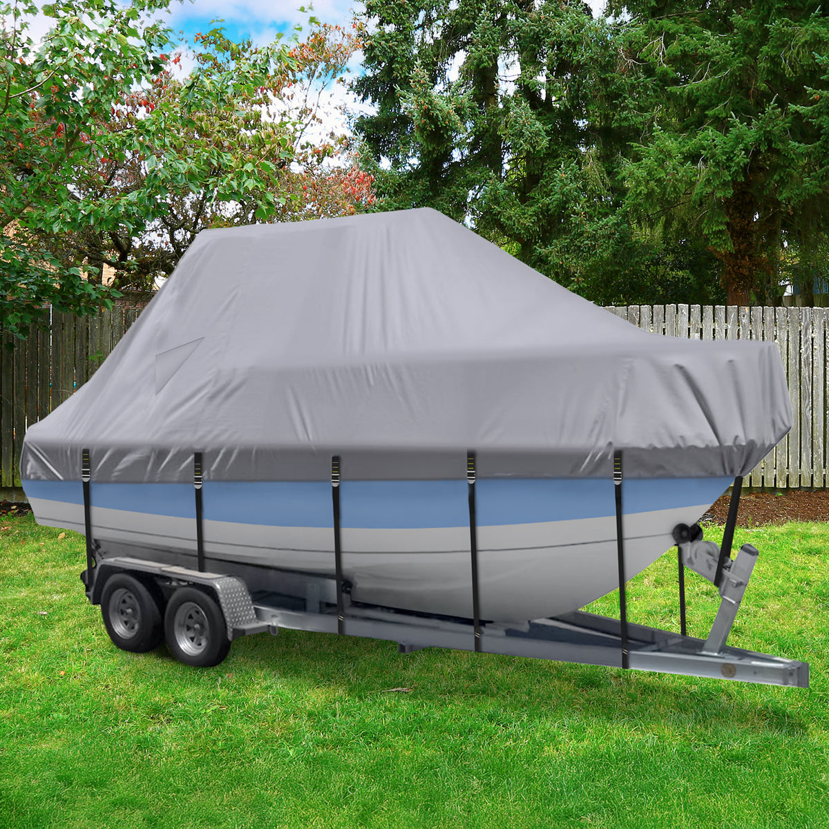 Boat Cover Waterproof 900D Marine Grade, Center Console Boat Covers with Heavy Duty Buckle, T Top Boat Cover UV Resistant with Storage Bag