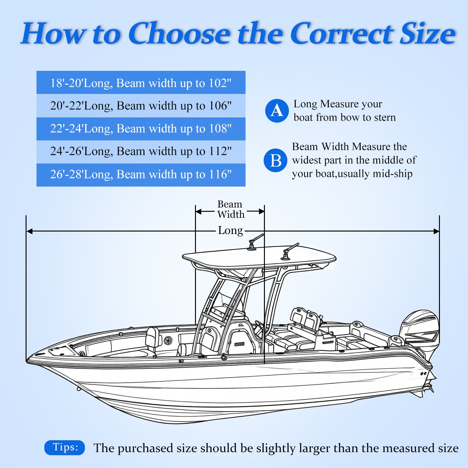 Boat Cover Waterproof 900D Marine Grade, Center Console Boat Covers with Heavy Duty Buckle, T Top Boat Cover UV Resistant with Storage Bag