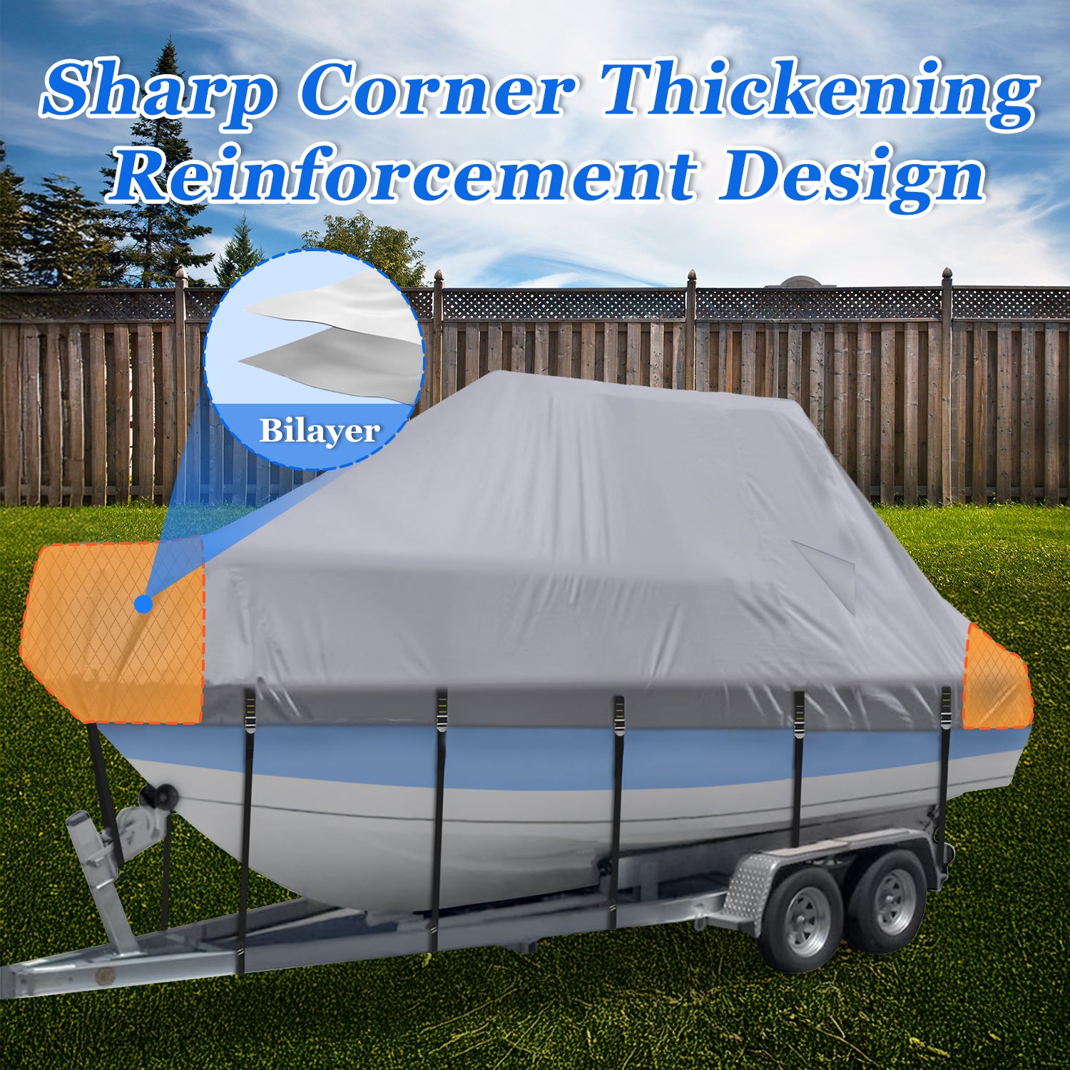 Boat Cover Waterproof 900D Marine Grade, Center Console Boat Covers with Heavy Duty Buckle, T Top Boat Cover UV Resistant with Storage Bag