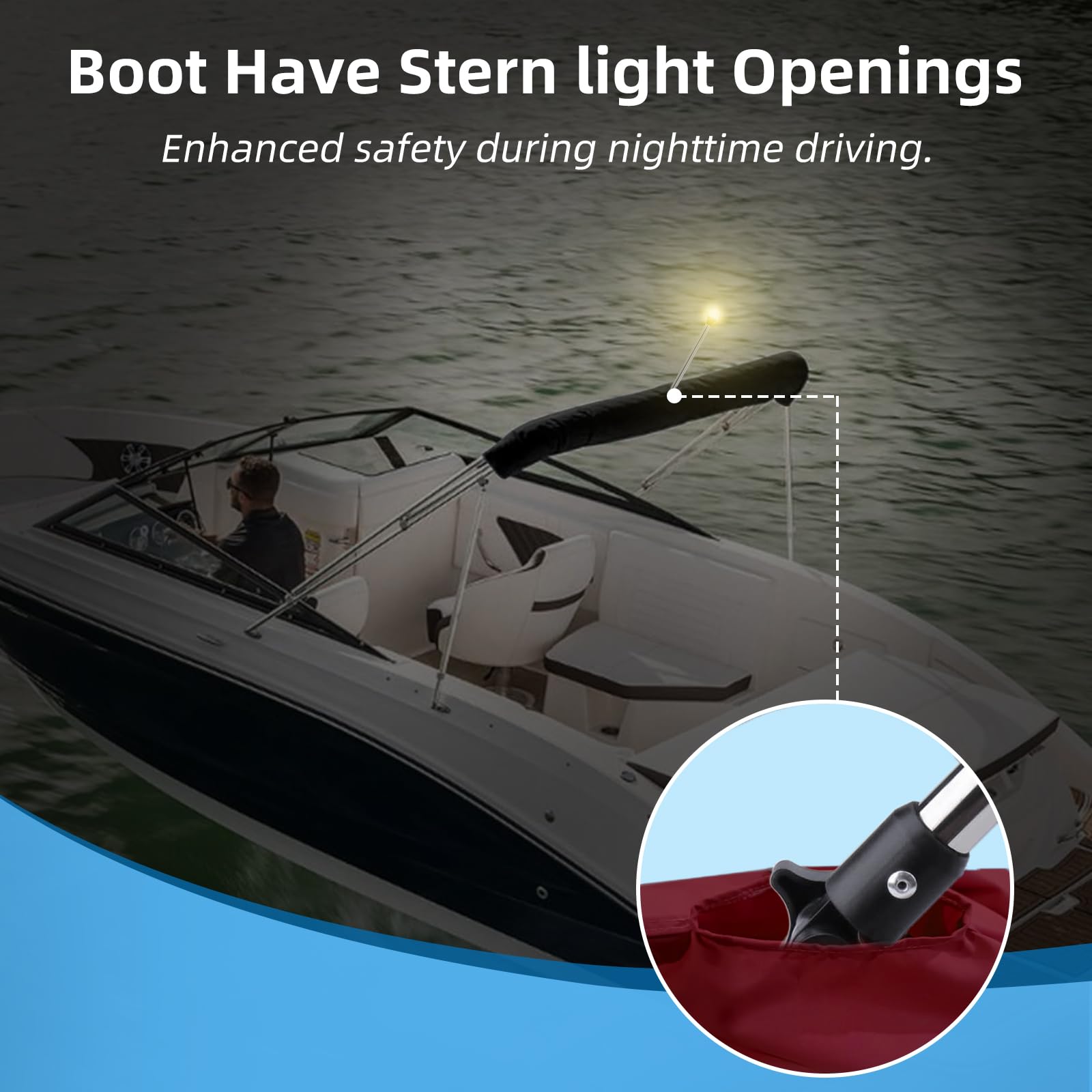 600D 4 Bow Bimini Top Storage Boot with Light Hole ,(3 Bow Without Light Hole)