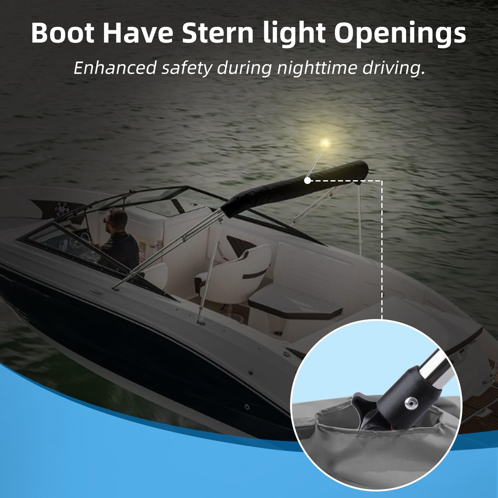 600D 4 Bow Bimini Top Storage Boot with Light Hole ,(3 Bow Without Light Hole)